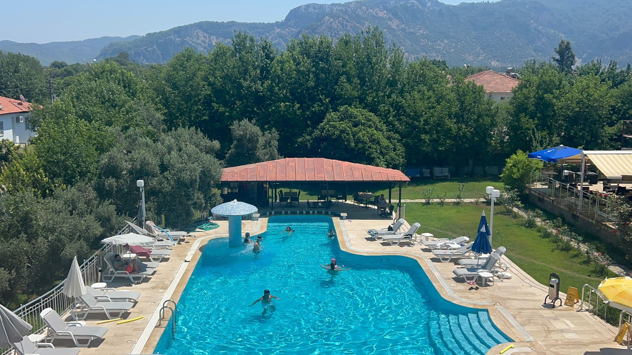 Dalyan Palmiye Resort havuz ve gün batımı - İztuzu plajına yakın otel, Dalyan konaklama